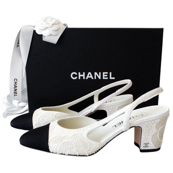 Chanel 2024 embellished slingback heels 39.5 - Picture 3 of 13